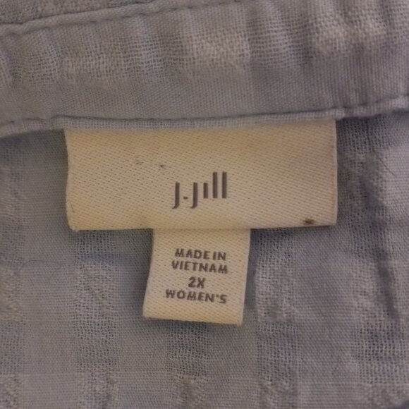 J.Jill 2X Womens Textured Seersucker Button Down Shirt Blouse Light Blue - Picture 10 of 10